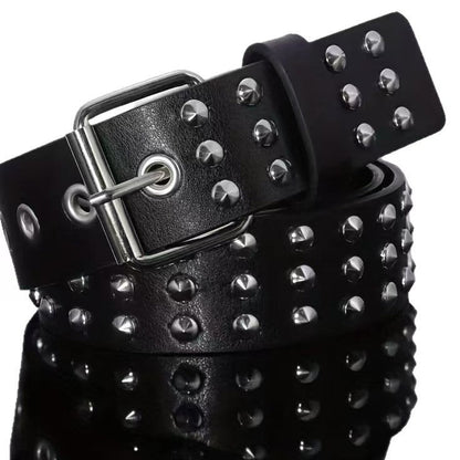 Men's And Women's Gothic-style Three-row Studded Belt