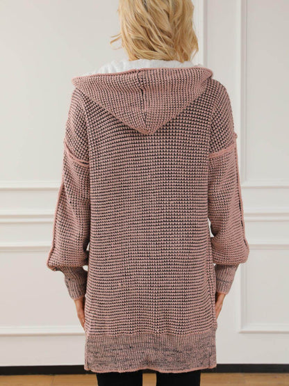 Open Front Hooded Winter Coat with Pockets for Women