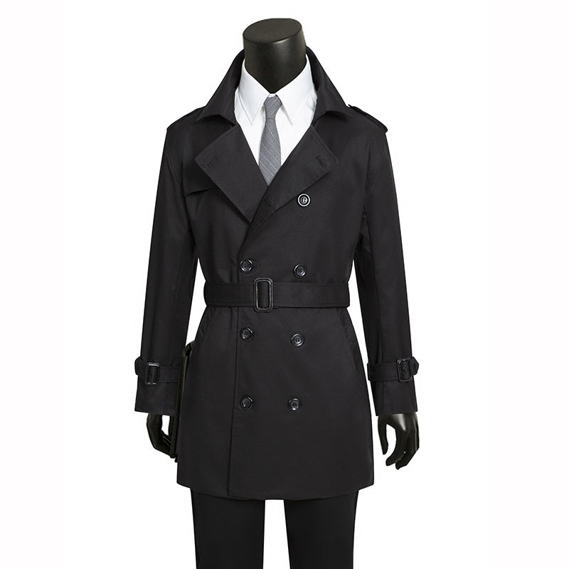 Trench Coat Slim-Fit Plus-Size British Style Mens Wear For Spring And Autumn Business Casual