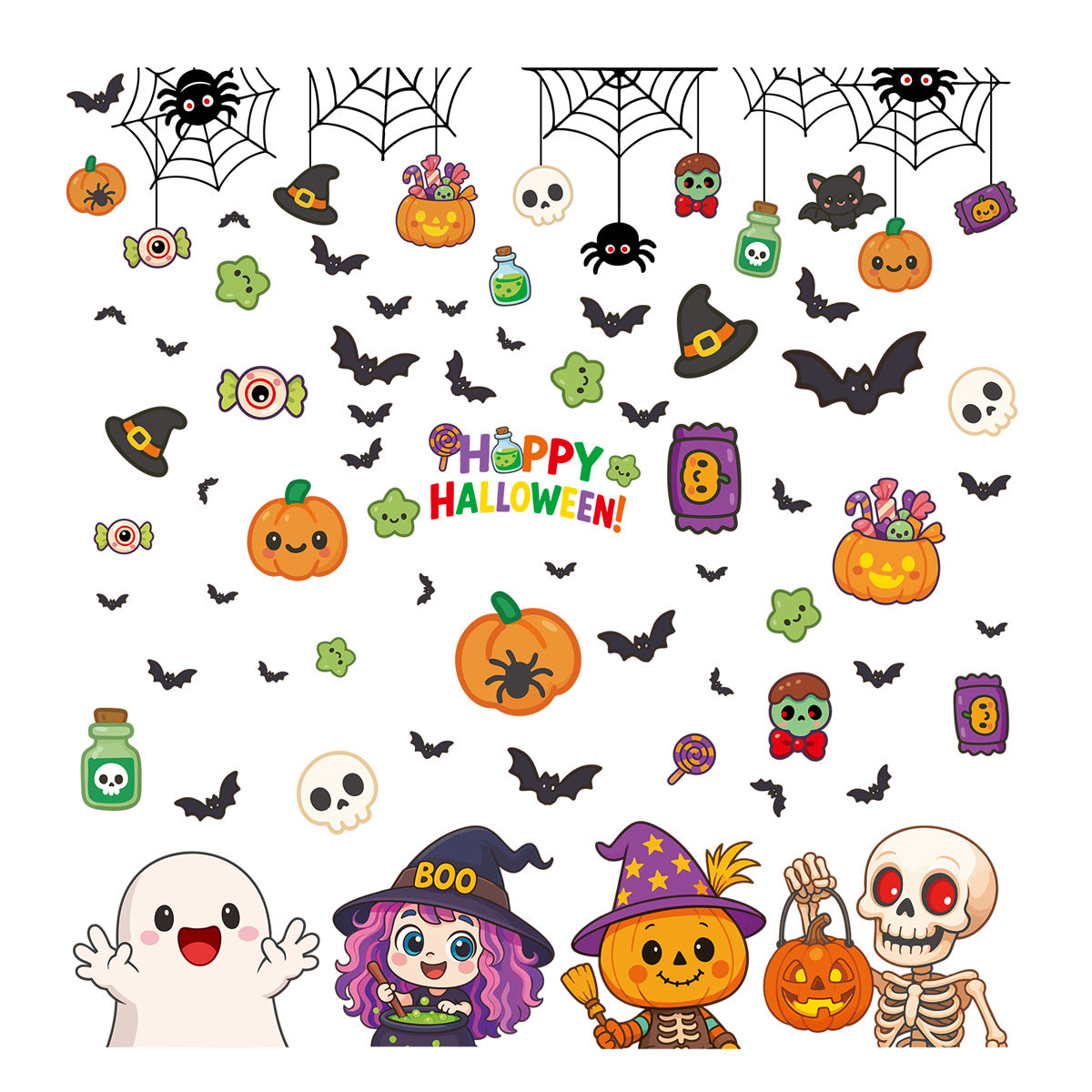 Halloween Decorations Pumpkin Skull Glass Stickers
