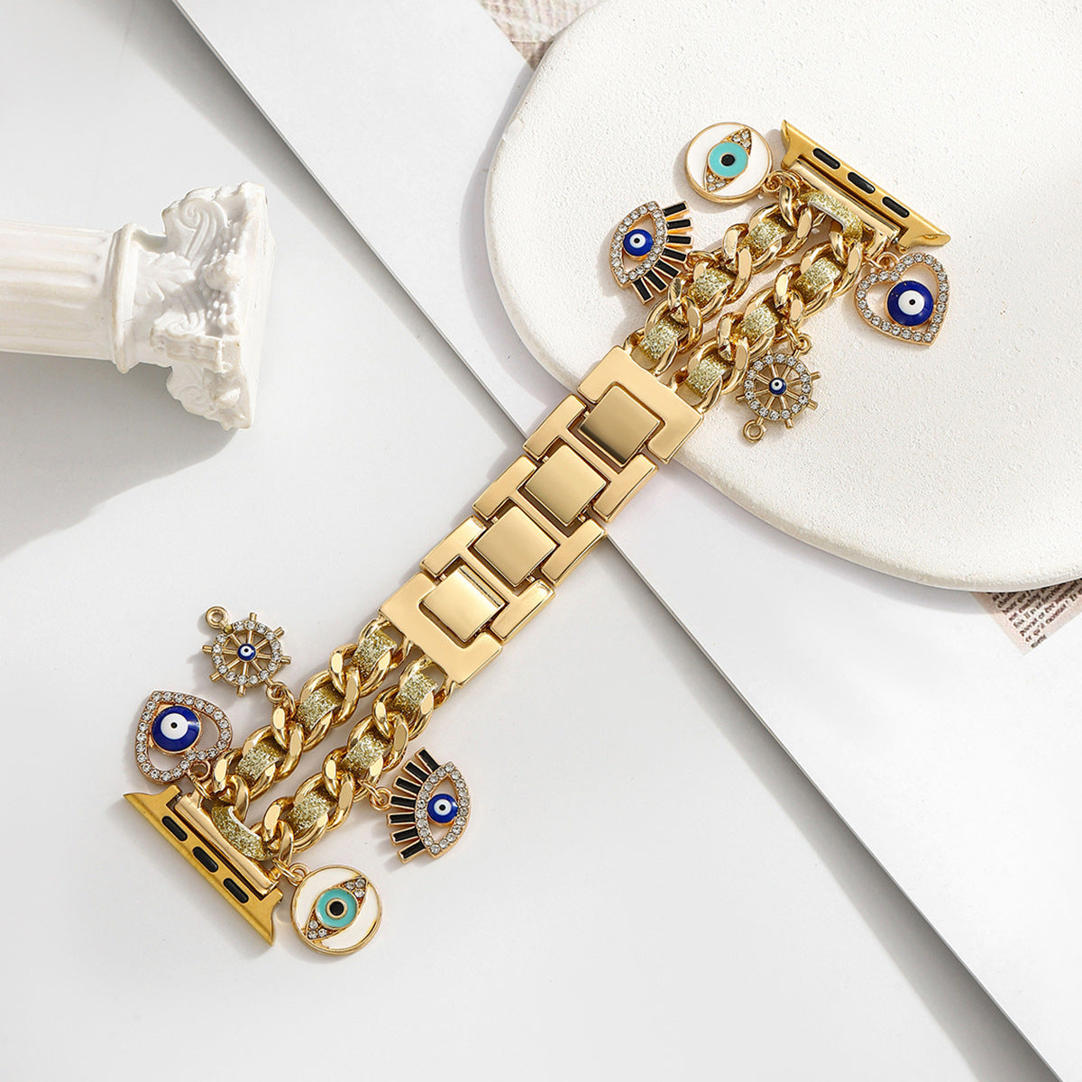 For Iwatch Strap Xiaoxiang Style Iwatch6543 Generation Denim Chain Metal BraceletXiaoxiang Style Strap