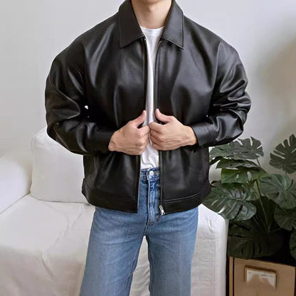 Leather Casual Baseball Uniform Motorcycle Jacket