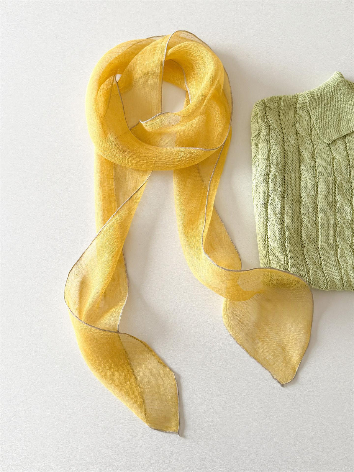 Semi-transparent Linen Scarf Ribbon Hairband