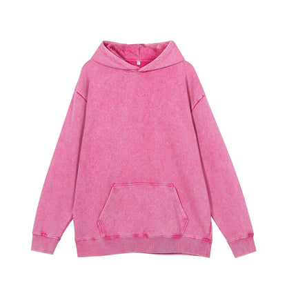 Mens American-style Washed-and-distressed Hooded Sweatshirt