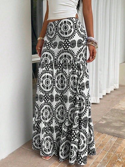 Womens Skirt Bohemian-style Printed Dress