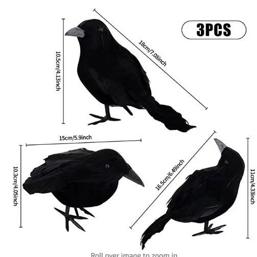 Halloween Party Black Simulation Feather Crow Decorations