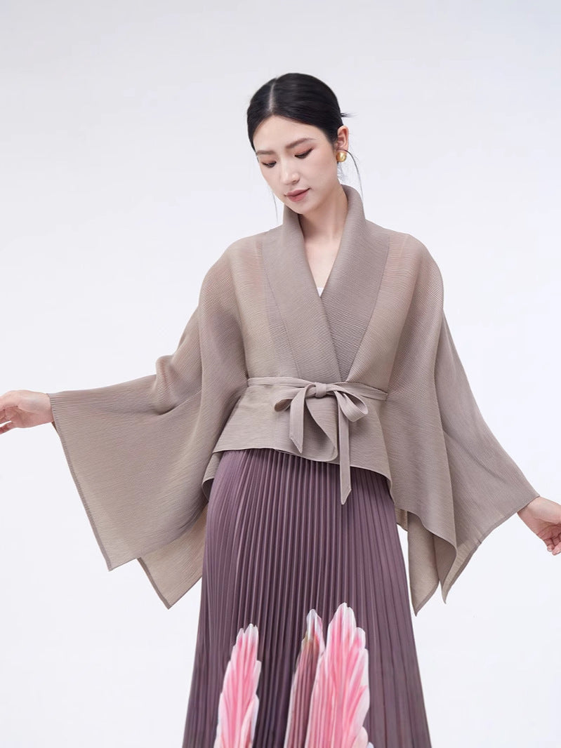 Loose-fitting Collared Tie-waist Irregular High-quality Versatile Cardigan Shawl