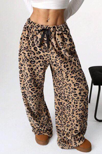 Leopard Wide Leg Pants for Women - Stylish and Trendy