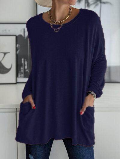 Full Size Round Neck Long Sleeve T-Shirt for Women