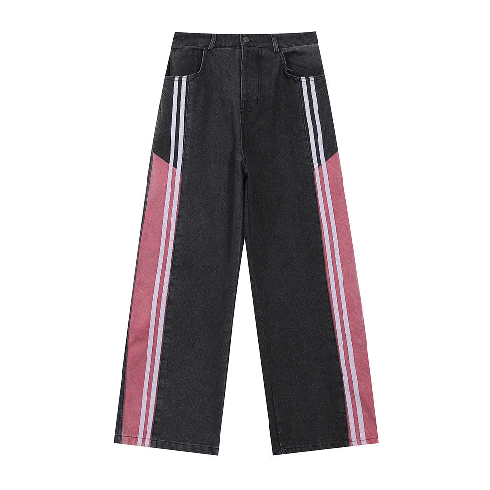 Fashion Side Striped Straight Jeans Men