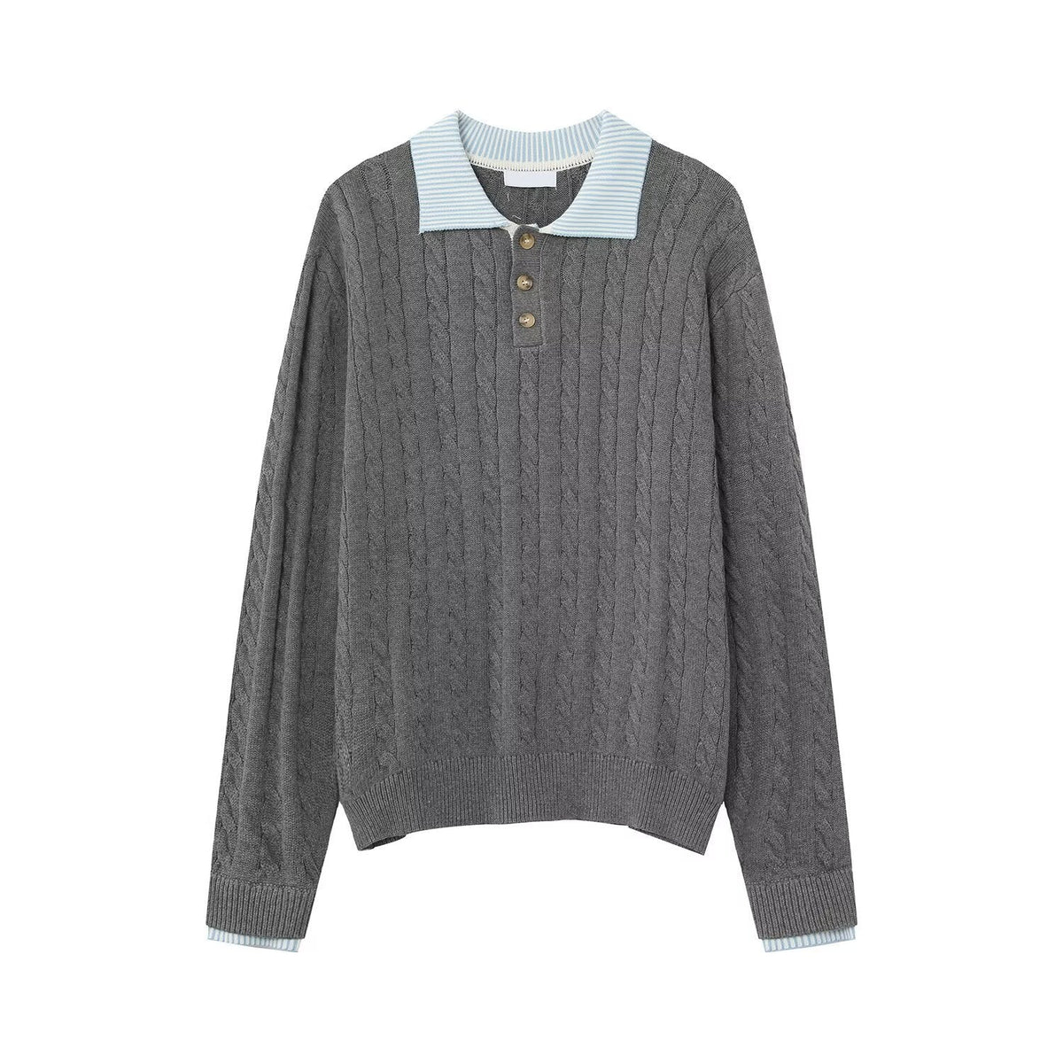 Retro Patchwork Color-Block High-End Cable-Knit Sweater For Men