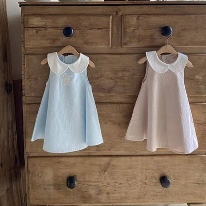 Summer Baby Lace Patch Doll Collar Sleeveless Romper Dress