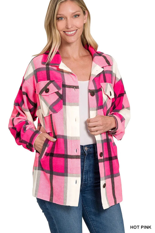 Selvanelle Oversized Plaid Fleece Shacket