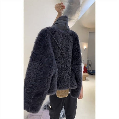 Thickened Fur One-piece Top For Women