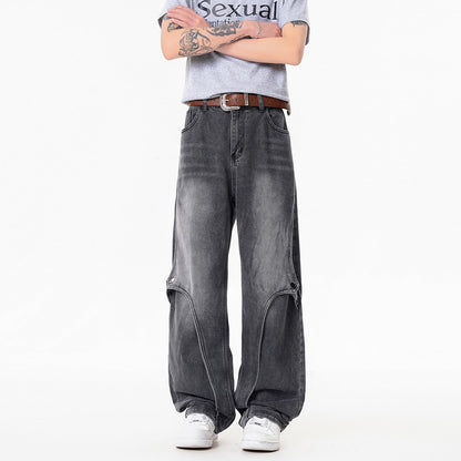Mens American-Style High-Street Washed Gradient Jeans