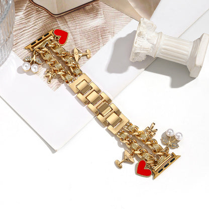 For Iwatch Strap Xiaoxiang Style Iwatch6543 Generation Denim Chain Metal BraceletXiaoxiang Style Strap