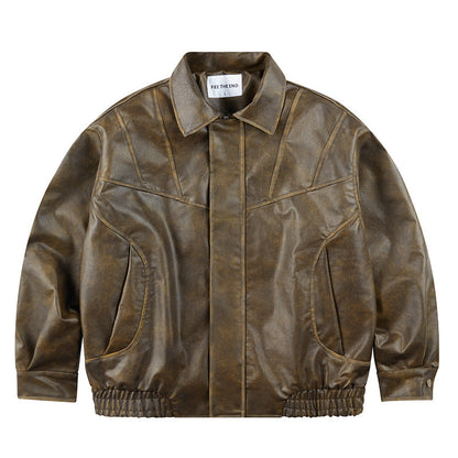 Retro Leather Clothing For Men And Women Loose