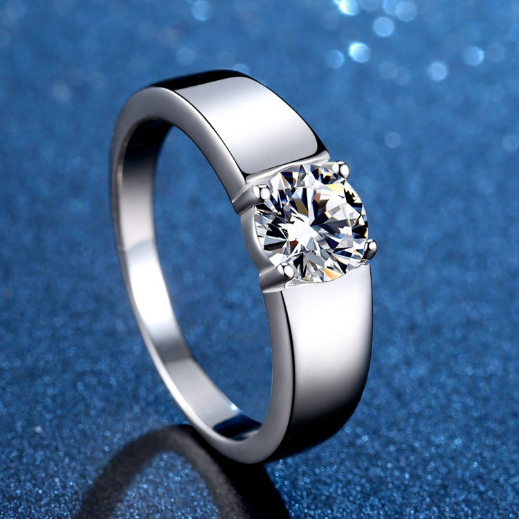 Sterling Silver Moissanite Ring Temperament Adjustable Opening