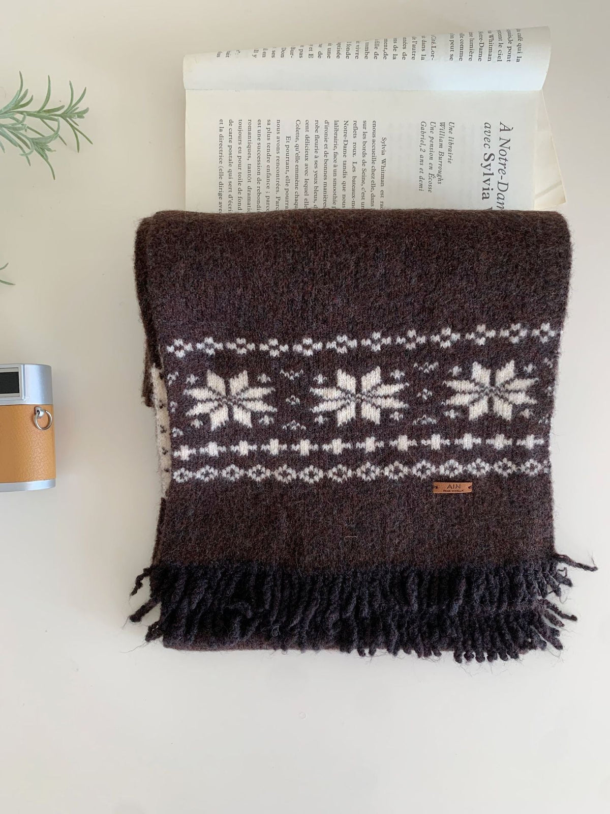Fair Isle Wind-pattern Gray Knitted Scarf Couples Neck Warmer