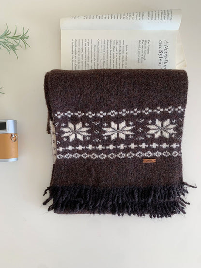 Fair Isle Wind-pattern Gray Knitted Scarf Couples Neck Warmer