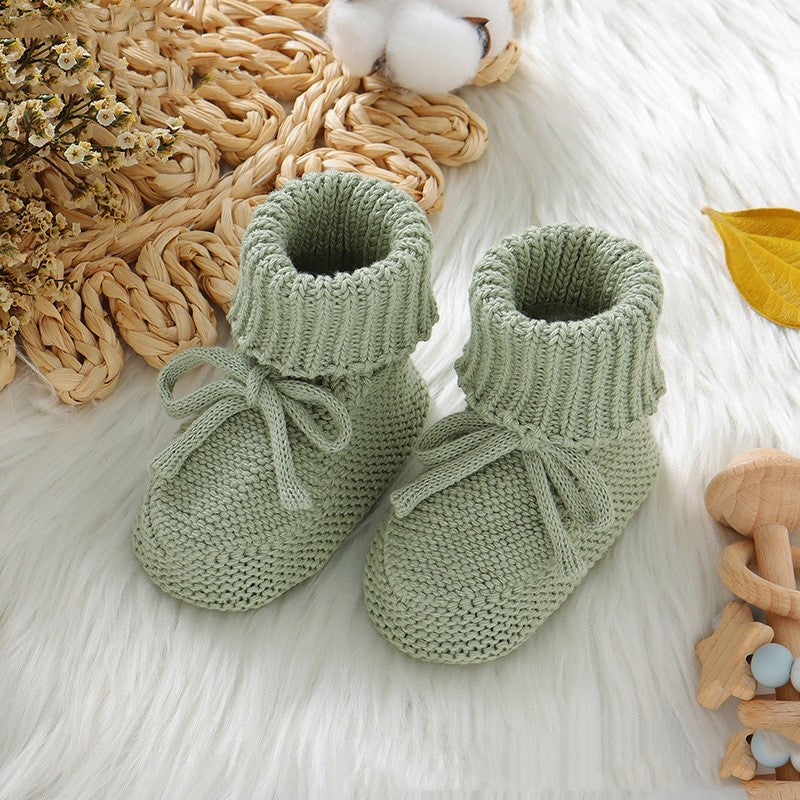 Infant Solid Color Cute Bowknot Knitted Toddler Shoes