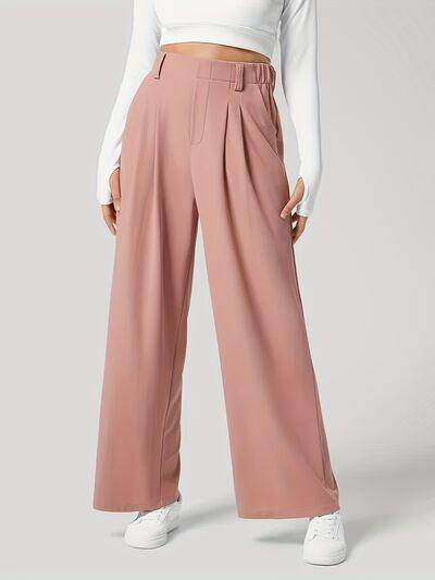 Wide Leg Pants with Pockets for Women in Sheer Style