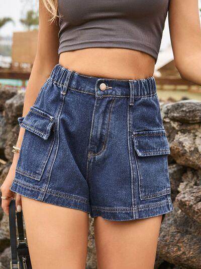 High Waist Denim Shorts with Pockets for Summer Style