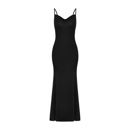 Amazon Cross-border Foreign Trade Summer Off-shoulder Slip Dress, Simple Solid Color Slim-fit Bodycon Fishtail Midi Dress