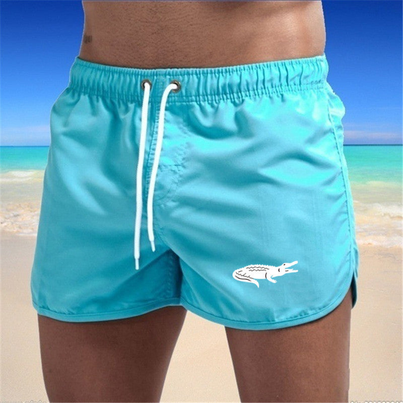 Mens Fashionable Beach Shorts Polyester Multi-Color Sports Three-Quarter-Length Shorts