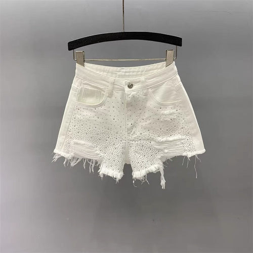 High Waist Slimming Rhinestone Hot Pants