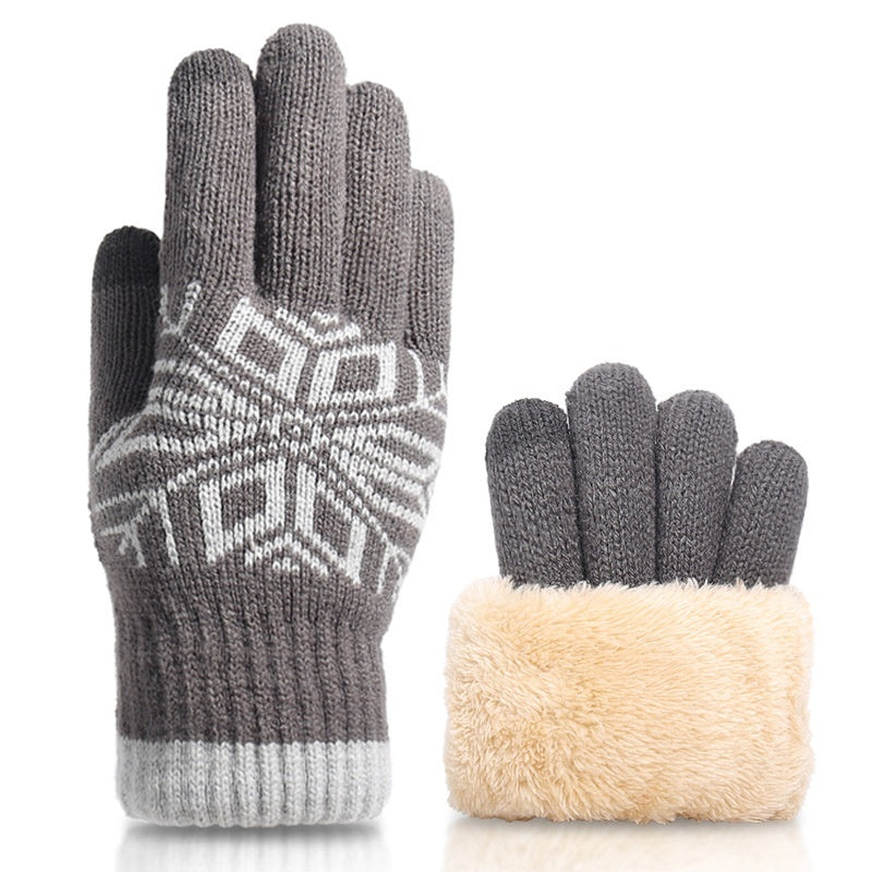 Christmas Double-Layer Touchscreen Gloves, Knitted For Outdoor Winter Warmth
