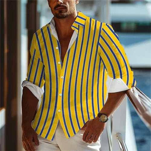 Men's Casual 3D Irregular Pattern Long Sleeve Shirt