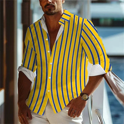 Men's Casual 3D Irregular Pattern Long Sleeve Shirt
