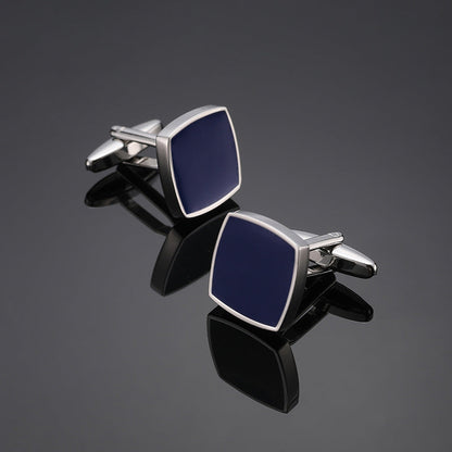 High Quality Men's French Shirt Cufflinks Batch Square Blue Background