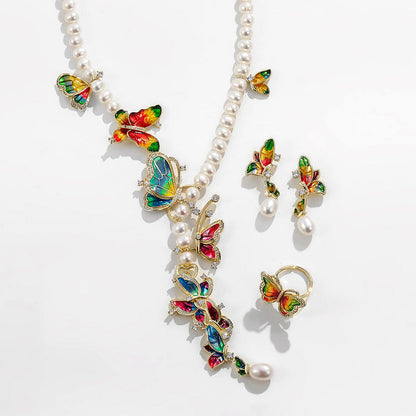 "Butterfly Design Freshwater Pearl Jewelry Set
