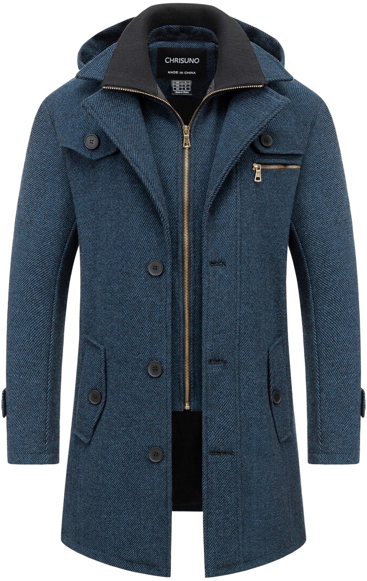 Chrisuno Winter Coats For Men Fall Jackets Wool Trench Blend Top Pea Coat Long Single Breasted Classic Stylish Business Overcoat Navy M - velouriva
