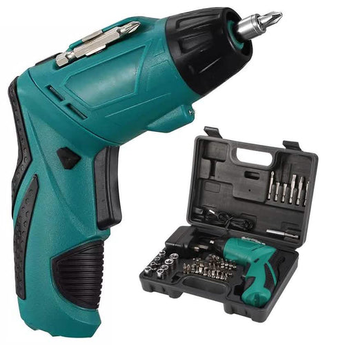Cordless Electric Screwdriver Set with 45 Drill Bits and Carrying Case