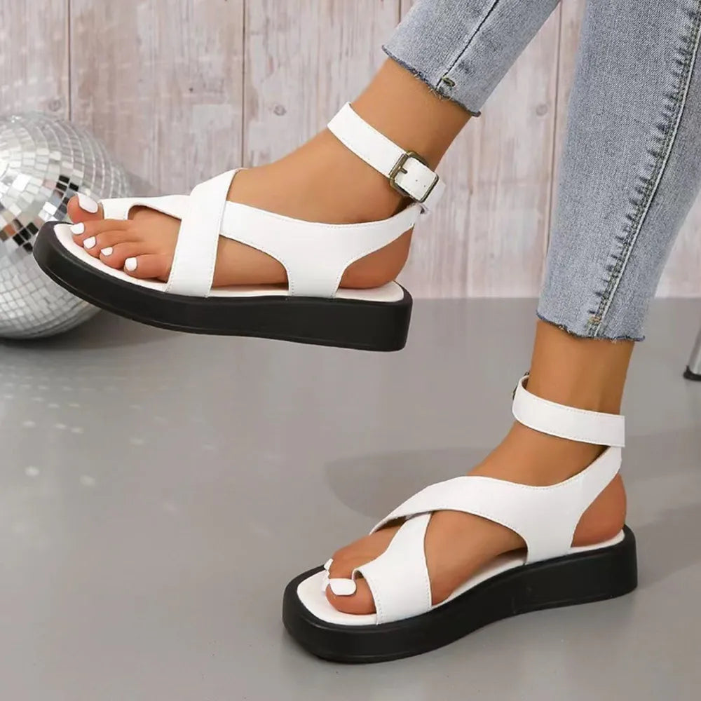 Crisscross Open Toe Platform Sandals