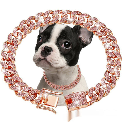 Pet Diamond Collar Cuban Link Chain Small Medium Large Dogs And Cats Necklace