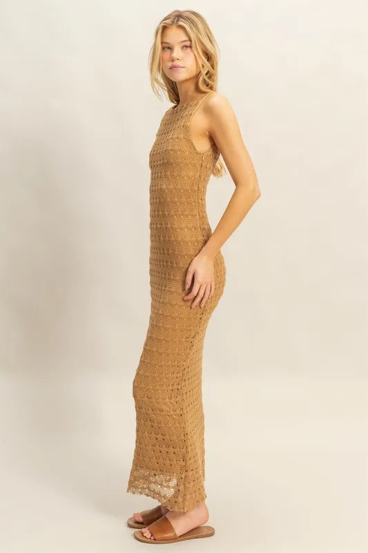 HYFVE Sleeveless Crochet Open Back Maxi Dress
