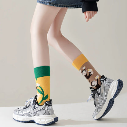 Asymmetric Middle Tube Cotton Socks Children