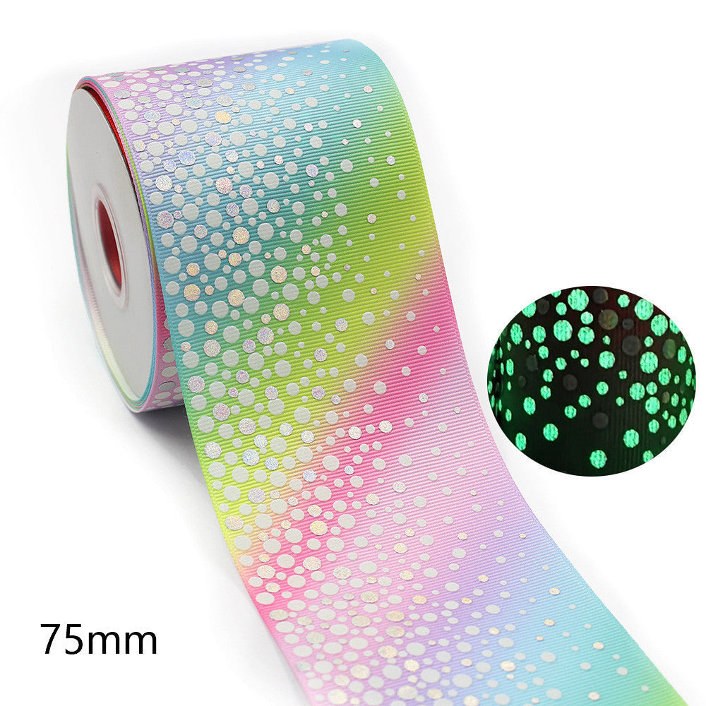 75mm Luminous Rainbow Bow - Fluorescent Ribbon