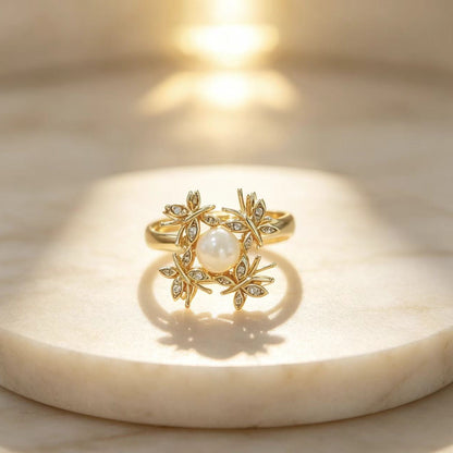 Micro-paved Butterfly Rotating Open-ended Zircon Ring