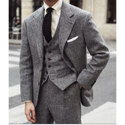 Retro Wool British Tweed Slim-Fit Casual Blazer