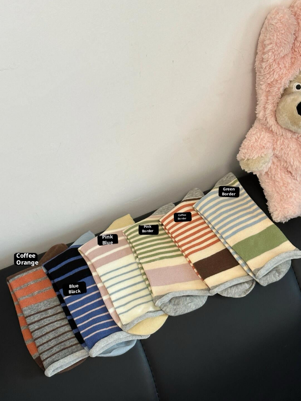 Socks-Rainbow Stripes-Coffee Orange-1 pair