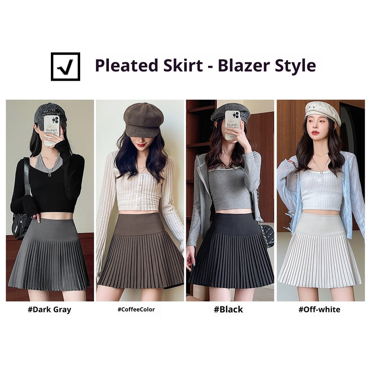 Woolen Slim Pleated Skirt For Women