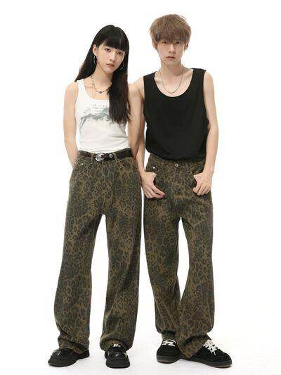 Leopard Jeans With Pockets For Stylish Everyday Wear