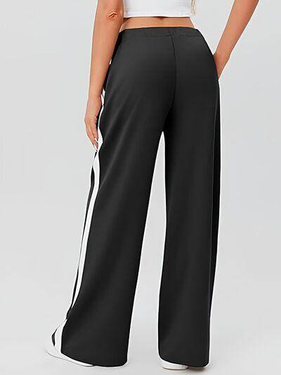 Side Striped Wide Leg Pants for Comfortable Everyday Style