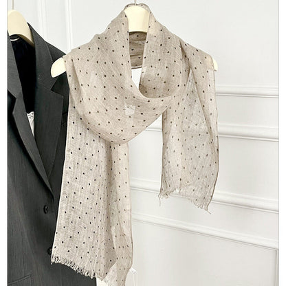 Womens Linen Striped Long Scarf Shawl