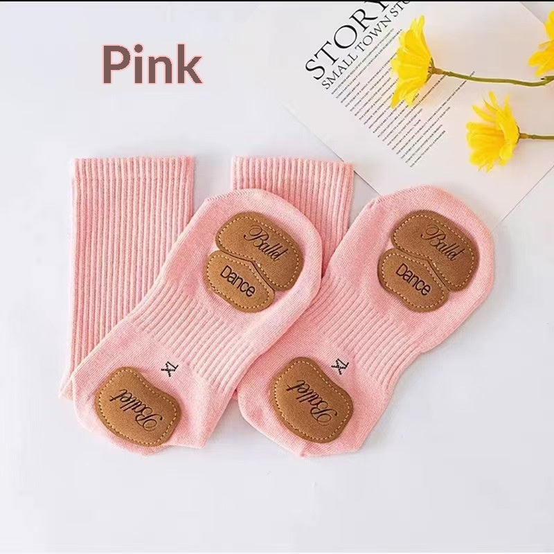 Womens Spring Autumn Dance Socks With Leather Soles Non-slip For Modern Dance Practice